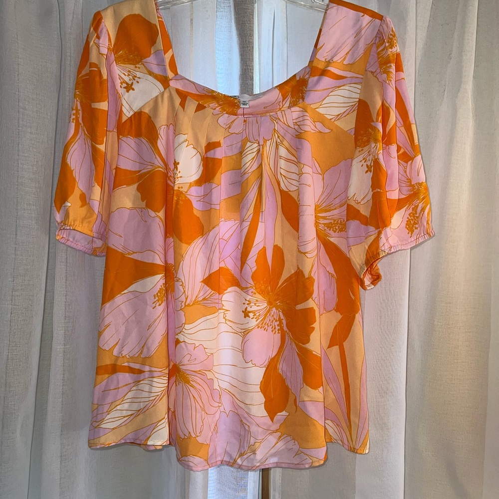NWT | Floral Orange and Pink Women's Top